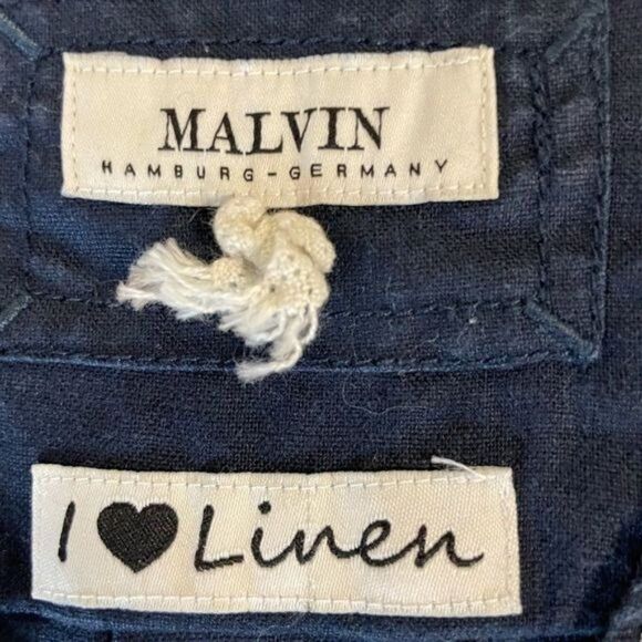 Malvin I Love Linen Blue Tunic Rhinestones M /L Medium Large - Picture 4 of 5